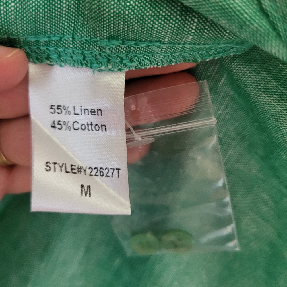 NWT Pomander Place Tuckernuck Sea Green Lydell Maxi Shirt Dress - Size M, Linen - Picture 4 of 6